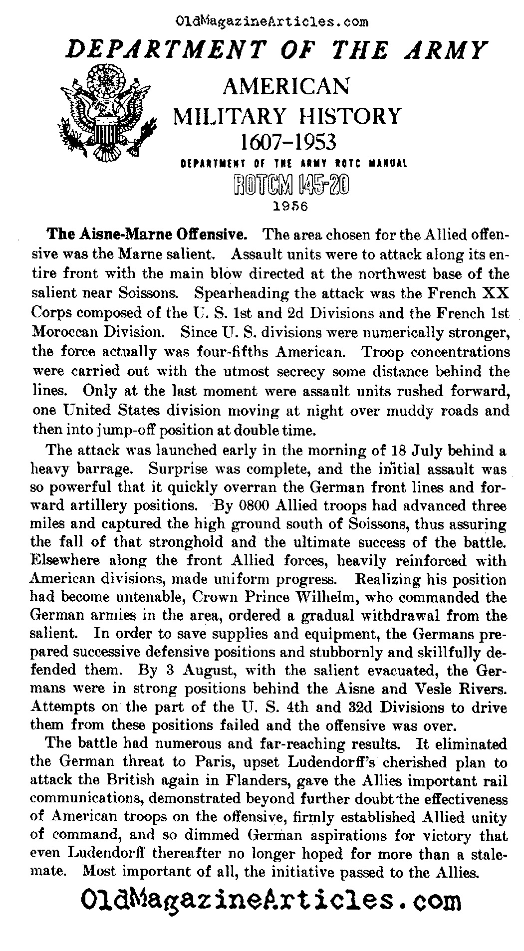 Summing Up the Aisne-Marne Offensive (Dept. of the Army, 1956)